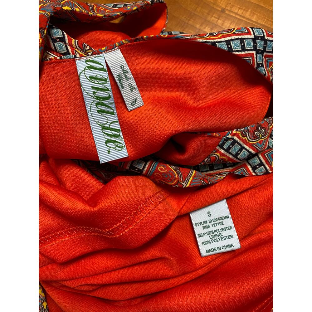 Dina Be mini dress Turquoise Orange size small v neck sleeveless - Picture 8 of 10